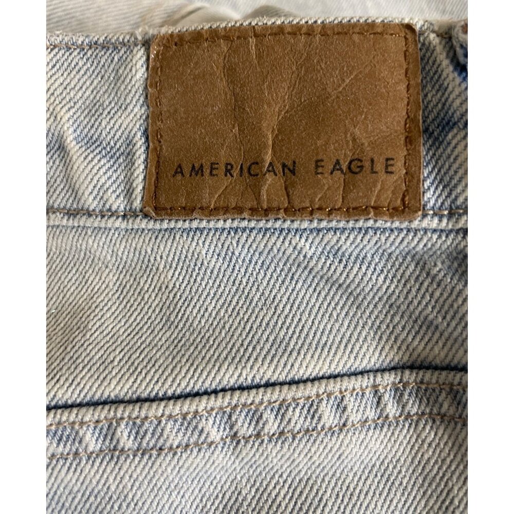 AE Stretch Super High-Waisted Straight Distressed Light Blue Jeans Womens Size 8 - Picture 7 of 11